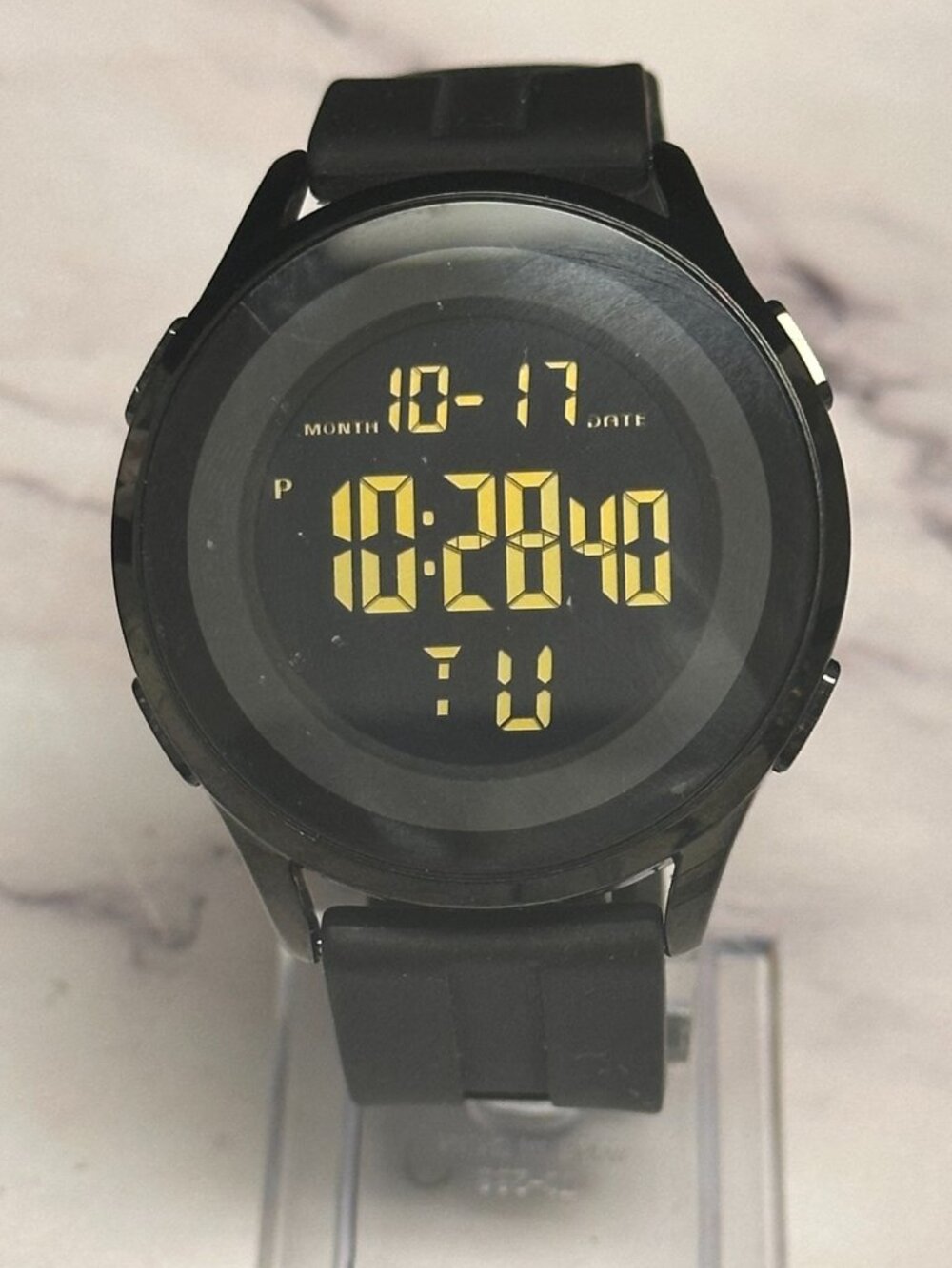 3/$30 Cossinige Digital Watch Men Black 46MM Round Dial Day Date10 Inch